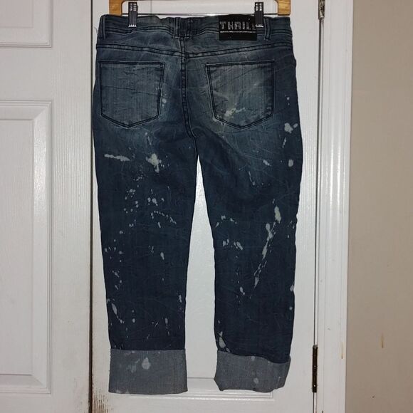 Thrill bleached cuffed jean capris  Sz 9 - Picture 4 of 7